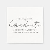 手書モダンき黒文字卒業 スタンダードカクテルナプキン (正面)