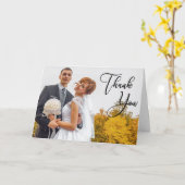 手書モダンき2枚の写真結婚のサンキューカード カード (黄色い花)