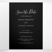 手書モダンき3枚の写真ウェディング日付を保存 三つ折り案内状 (内部中)