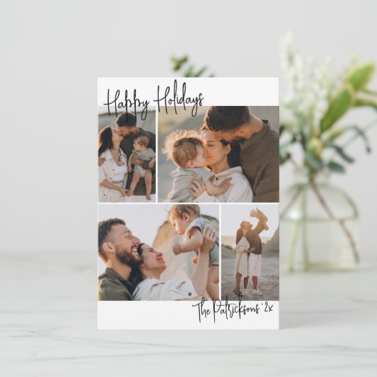 手書モダンき4数々の – 写真クリスマスホリデー シーズンカード (スタンド正面)
