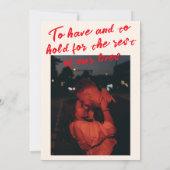 手書モダン予測できな写真結婚 招待状 (裏面)