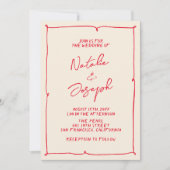 手書モダン結婚ヴィンテージ 招待状 (正面)