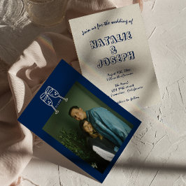 手書ユニークモダン写真結婚 招待状