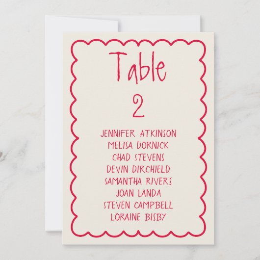 手書レトロユニークの結婚座席表 招待状 (正面)