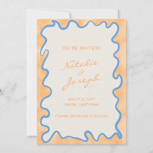 手書レトロ絵を描写真 セーブザデート (裏面)