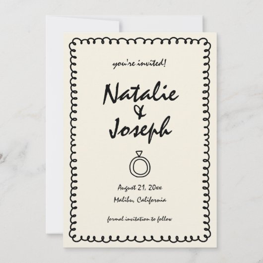 手書予測できな描レトロ結婚枠 セーブザデート (裏面)