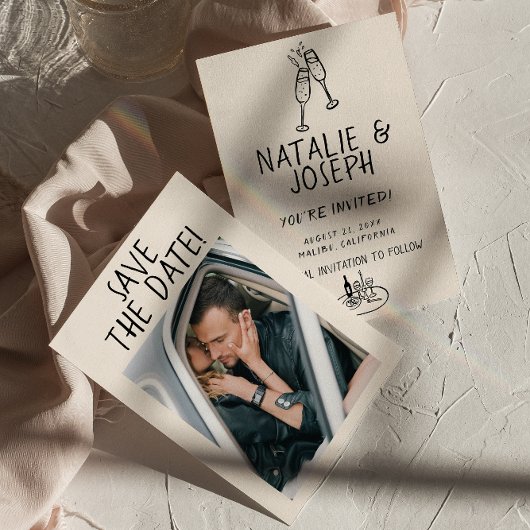 手書図解入りの、写真付きのきレトロ予測できな写真結婚の セーブザデート