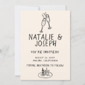 手書図解入りの、写真付きのきレトロ予測できな写真結婚の セーブザデート (裏面)