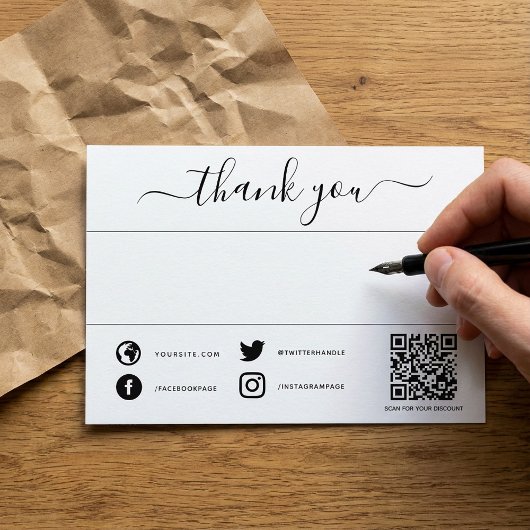 手書感謝していのソーシャルQRコード挿入カード サンキューカード