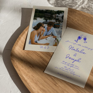 手書描おもしろい予測できな写真結婚 招待状