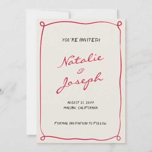 手書描お洒落おもしろい結婚の セーブザデート (裏面)