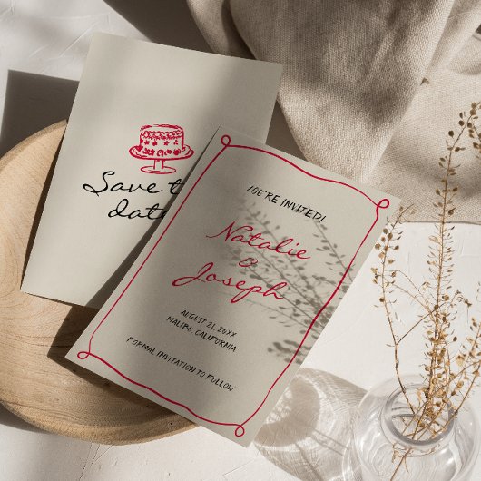 手書描お洒落おもしろい結婚の セーブザデート