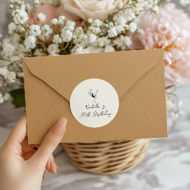 手書描カクテルガール30歳の誕生日 ラウンドシール