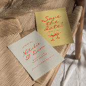 手書描カラフルレトロ結婚おもしろい セーブザデート