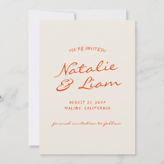 手書描カラフルレトロ結婚おもしろい セーブザデート (裏面)