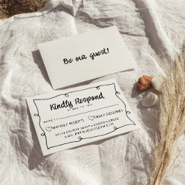 手書描モダンレトロ結婚枠 出欠カード