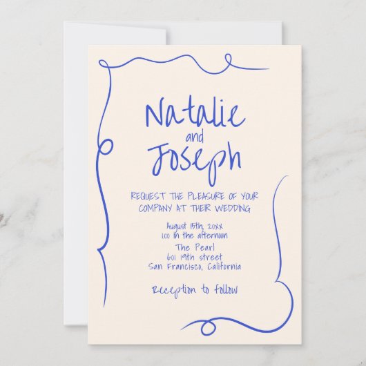 手書描モダン写真 招待状 (正面)