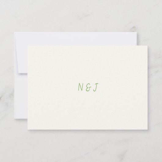 手書描モダン結婚ファンキーレトロ 出欠カード (裏面)