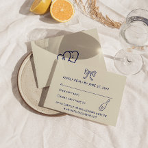 手書描モダン結婚ユニークレトロ