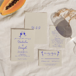 手書描ユニークレトロ結婚おもしろい 招待状