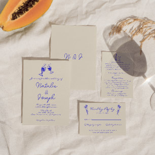 手書描ユニークレトロ結婚おもしろい 招待状