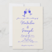 手書描ユニークレトロ結婚おもしろい 招待状 (正面)