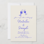 手書描レトロを一つ結婚に 招待状 (正面)