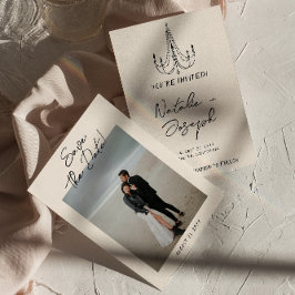 手書描予測できなレトロ結婚写真 セーブザデート