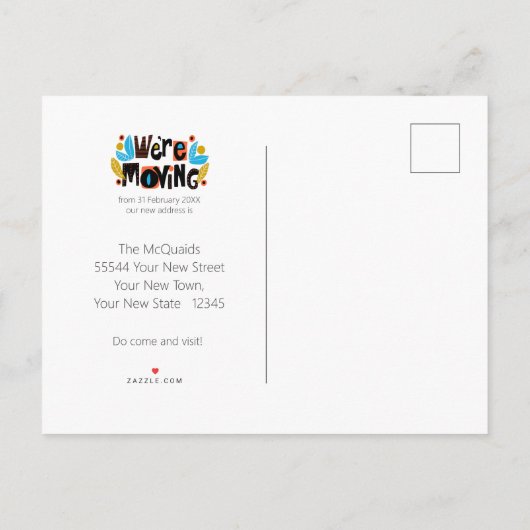 手書新お洒落しい住所のポストカード 案内ポストカード (裏面)