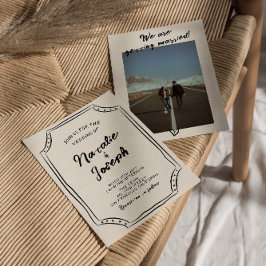 手書書きモダン予測できなの写真結婚 招待状