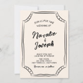 手書書きモダン予測できなの写真結婚 招待状 (正面)