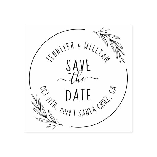 手書素朴きのカップル名が日付を保存 ラバースタンプ (インプリント)