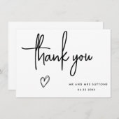 手書結婚きのサンキューカード、シンプルデザイン サンキューカード (正面/裏面)