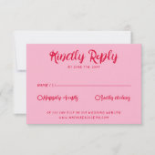 手書赤面はっきりしたユニーク結婚レトロ 出欠カード (正面)