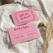 手書赤面はっきりしたユニーク結婚レトロ 出欠カード