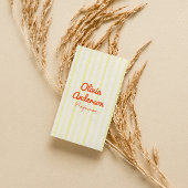 手書黄オレンジストライプオレンジボホQRコード 名刺