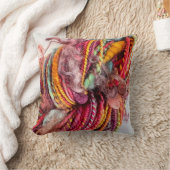 手染め手紡績糸 クッション (ブランケット)