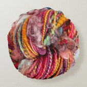 手染め手紡績糸 ラウンドクッション (裏面)