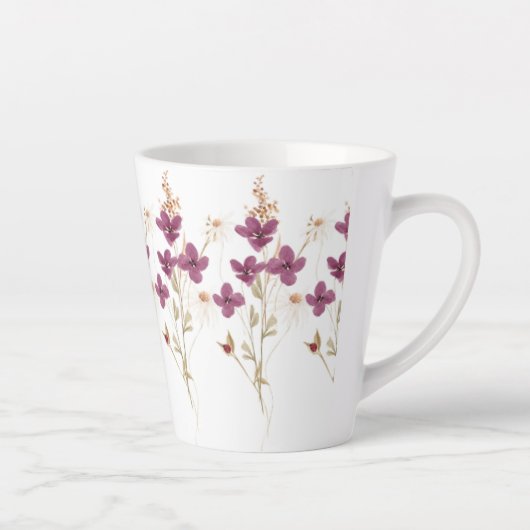 手栗色図解入りの、写真付きのの花 カフェラテマグ (右)