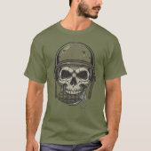 手榴弾を持つドクロのデザイン Tシャツ (正面)