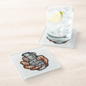 手榴弾イン漫画スタイル ガラスコースター (アングル)