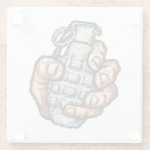 手榴弾イン漫画スタイル ガラスコースター (裏面)