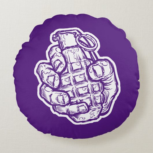 手榴弾イン漫画スタイル ラウンドクッション (正面)