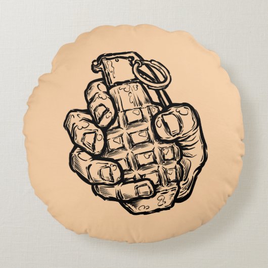 手榴弾イン漫画スタイル ラウンドクッション (正面)