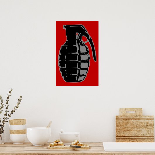 手榴弾 – グレー ポスター (キッチン)