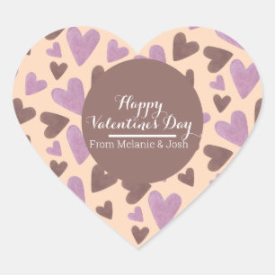 手水カラーハートチョコレートピンク ハートシール