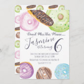 手水彩色ドーナツEclairsフロステッド誕生日 招待状 (正面/裏面)