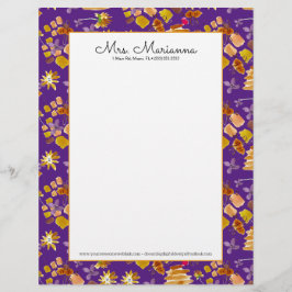 手水彩蜜植物花柄 レターヘッド