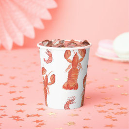 手水彩魚介類ロブスターエビ類カニ焼き 紙コップ