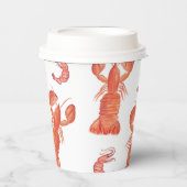 手水彩魚介類ロブスターエビ類カニ焼き 紙コップ (正面)